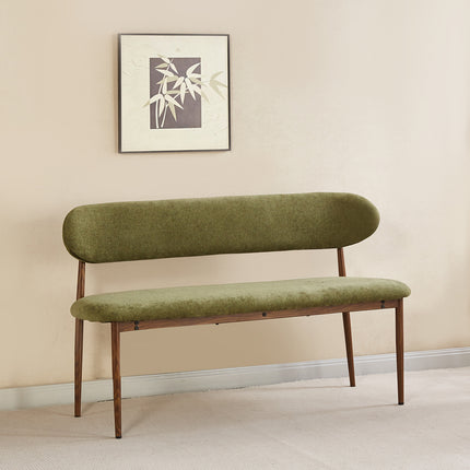 Eetkamerbank Japandi 140cm groen Reika walnoot