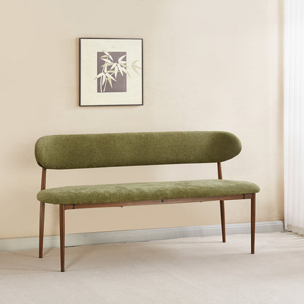 Eetkamerbank Japandi 160cm groen Reika walnoot