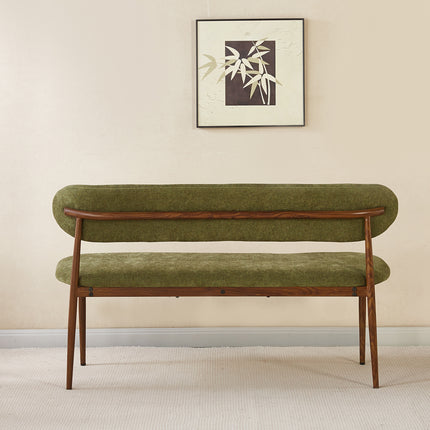 Eetkamerbank Japandi 140cm groen Reika walnoot