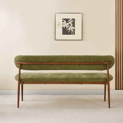 Eetkamerbank Japandi 160cm groen Reika walnoot