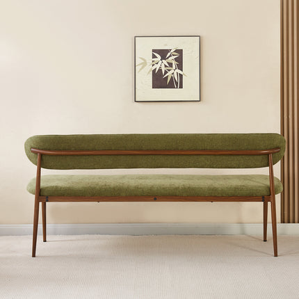 Eetkamerbank Japandi 180cm groen Reika walnoot