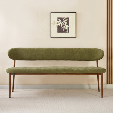 Eetkamerbank Japandi 180cm groen Reika walnoot