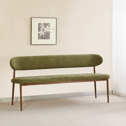 Eetkamerbank Japandi 180cm groen Reika walnoot