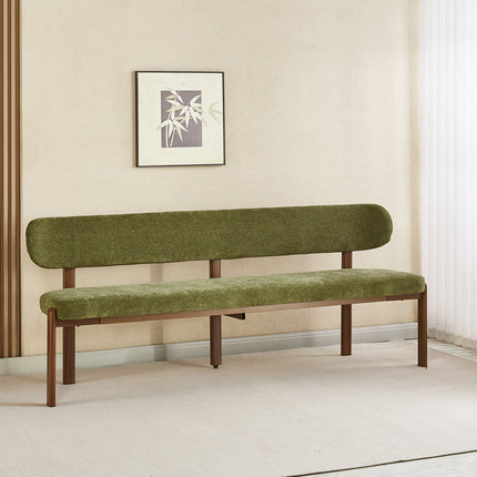 Eetkamerbank Japandi 200cm groen Naomi walnoot