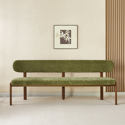 Eetkamerbank Japandi 200cm groen Naomi walnoot