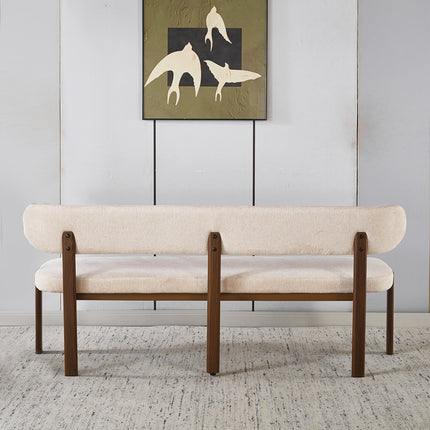 Eetkamerbank Japandi 160cm beige Naomi walnoot