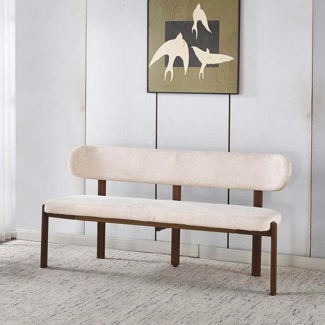 Eetkamerbank Japandi 160cm beige Naomi walnoot