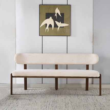 Eetkamerbank Japandi 160cm beige Naomi walnoot