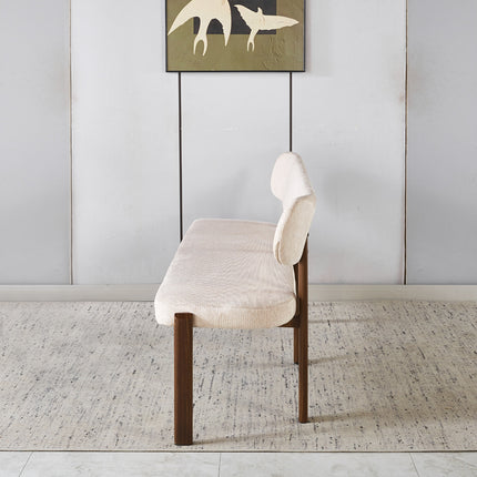 Eetkamerbank Japandi 160cm beige Naomi walnoot