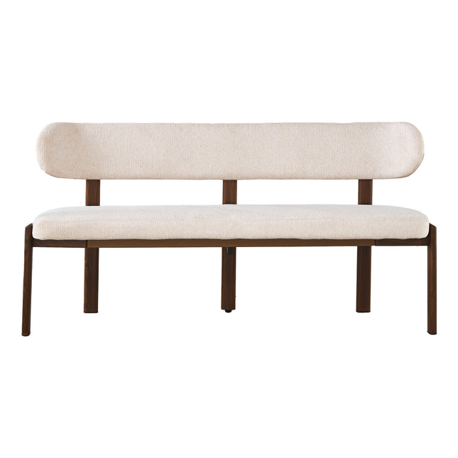 Eetkamerbank Japandi 160cm beige Naomi walnoot