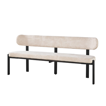 Eetkamerbank Japandi 160cm beige Naomi zwart