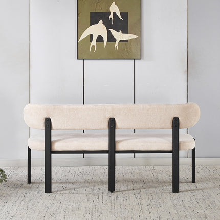 Eetkamerbank Japandi 160cm beige Naomi zwart