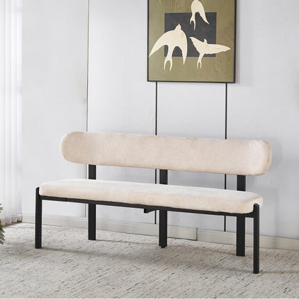 Eetkamerbank Japandi 160cm beige Naomi zwart