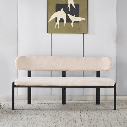 Eetkamerbank Japandi 160cm beige Naomi zwart