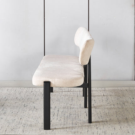 Eetkamerbank Japandi 160cm beige Naomi zwart