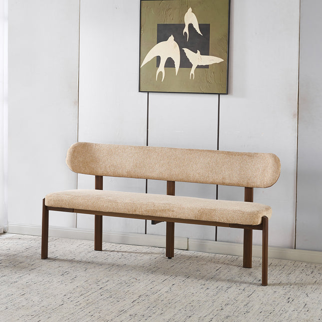 Eetkamerbank Japandi 160cm bruin Naomi walnoot