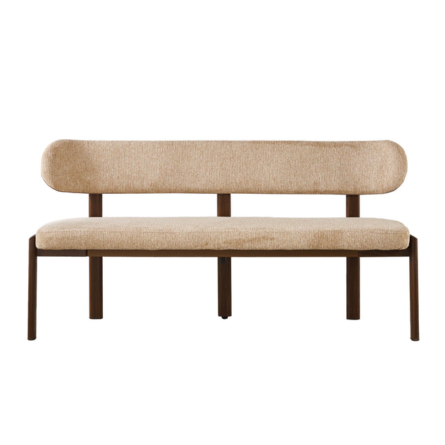 Eetkamerbank Japandi 160cm bruin Naomi walnoot