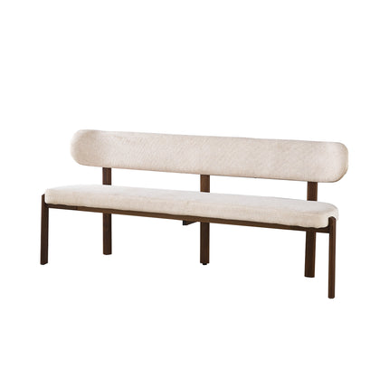Eetkamerbank Japandi 180cm beige Naomi walnoot
