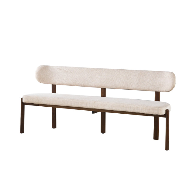Eetkamerbank Japandi 180cm beige Naomi walnoot