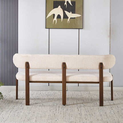 Eetkamerbank Japandi 180cm beige Naomi walnoot