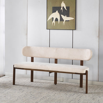 Eetkamerbank Japandi 180cm beige Naomi walnoot