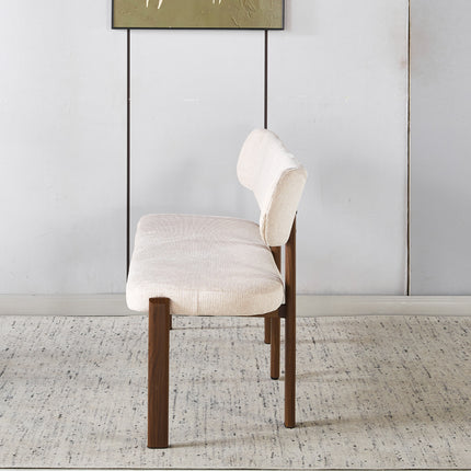 Eetkamerbank Japandi 180cm beige Naomi walnoot