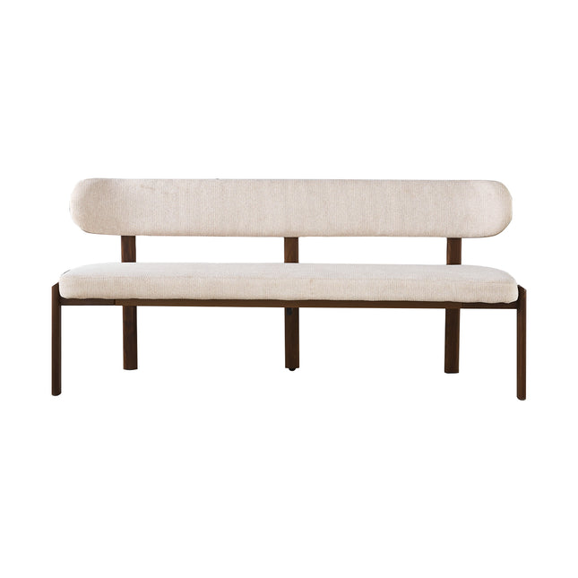 Eetkamerbank Japandi 180cm beige Naomi walnoot