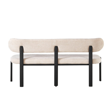 Eetkamerbank Japandi 180cm beige Naomi zwart