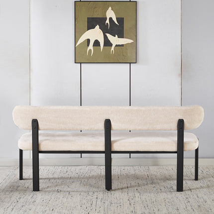 Eetkamerbank Japandi 180cm beige Naomi zwart