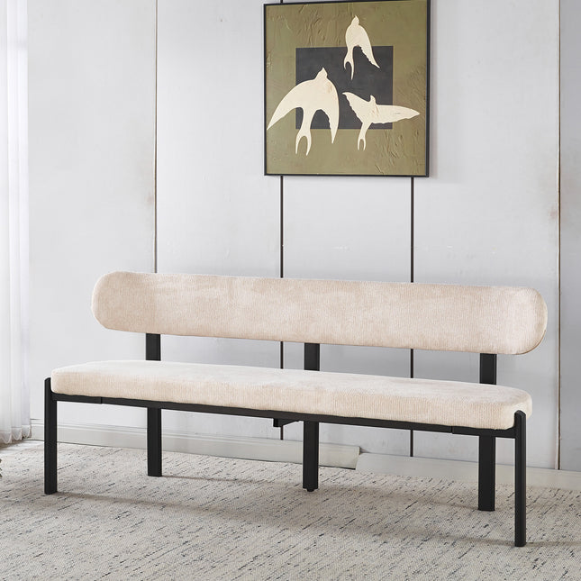 Eetkamerbank Japandi 180cm beige Naomi zwart