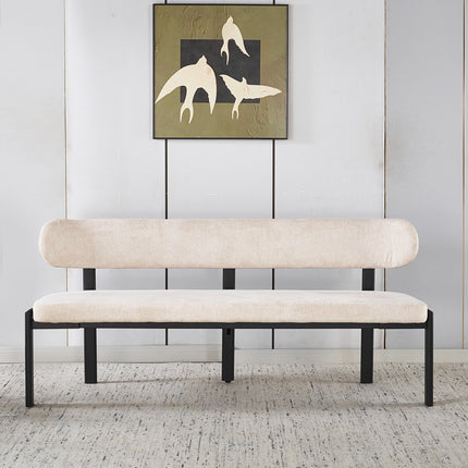 Eetkamerbank Japandi 180cm beige Naomi zwart