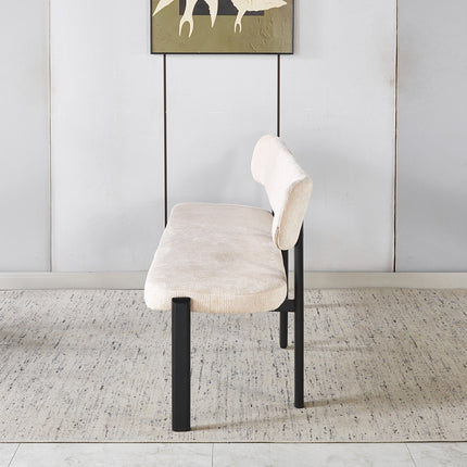 Eetkamerbank Japandi 180cm beige Naomi zwart
