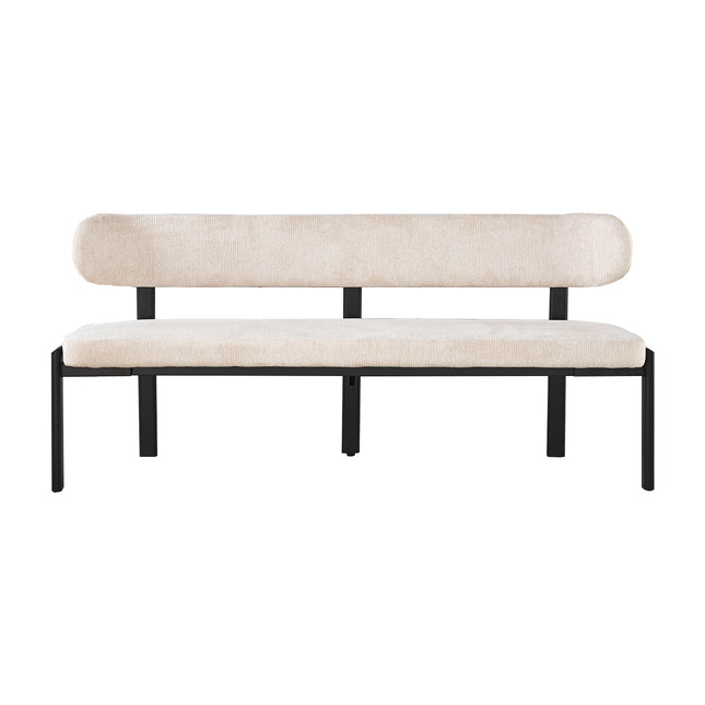 Eetkamerbank Japandi 180cm beige Naomi zwart