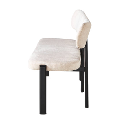 Eetkamerbank Japandi 180cm beige Naomi zwart