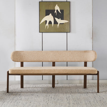 Eetkamerbank Japandi 180cm bruin Naomi walnoot