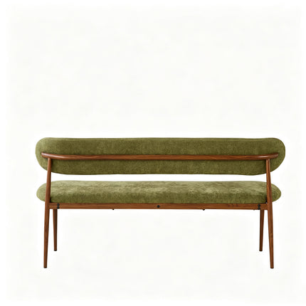 Eetkamerbank Japandi 160cm groen Reika walnoot