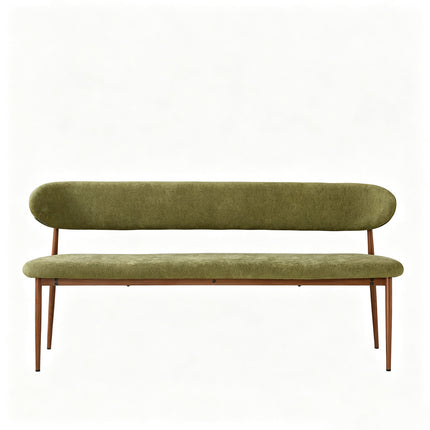 Eetkamerbank Japandi 180cm groen Reika walnoot