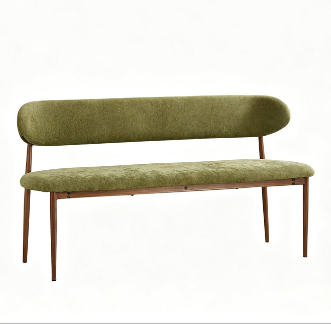 Eetkamerbank Japandi 140cm groen Reika walnoot