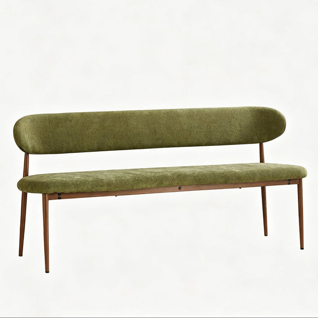 Eetkamerbank Japandi 180cm groen Reika walnoot