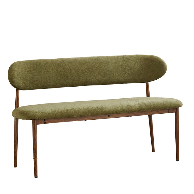 Eetkamerbank Japandi 160cm groen Reika walnoot