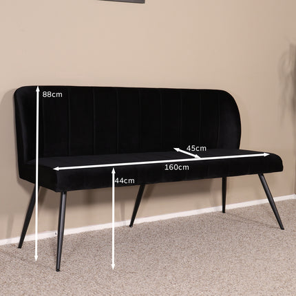 Eetkamerbank Sally 160cm zwart velvet