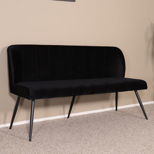 Eetkamerbank Sally 160cm zwart velvet