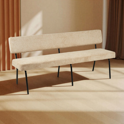 Eetkamerbank Wendy 180cm beige stof