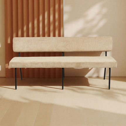 Eetkamerbank Wendy 180cm beige stof