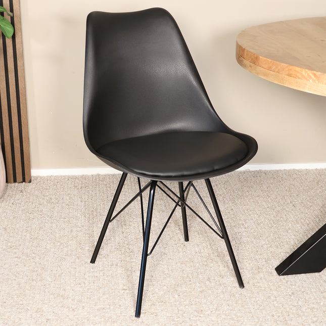 SET DEAL 4 stuks: Eetkamerstoel met zitvulling zwart Avy