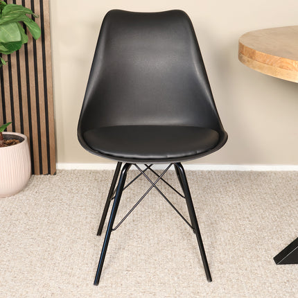 Eetkamerstoel met zitvulling zwart Avy