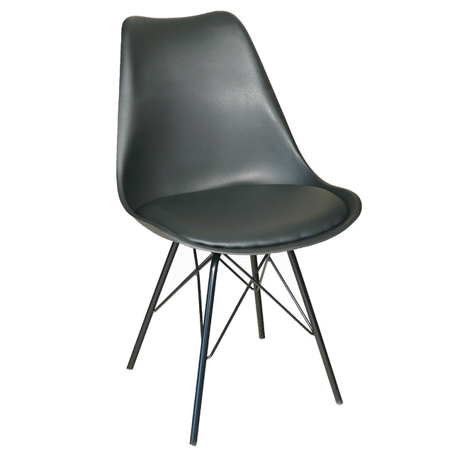 SET DEAL 6 stuks: Eetkamerstoel met zitvulling zwart Avy