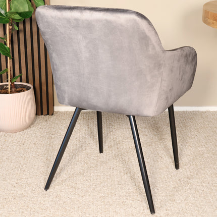 SET DEAL 6 stuks: Eetkamerstoel grijs velvet Barbara