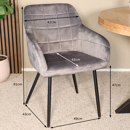 SET DEAL 6 stuks: Eetkamerstoel grijs velvet Barbara