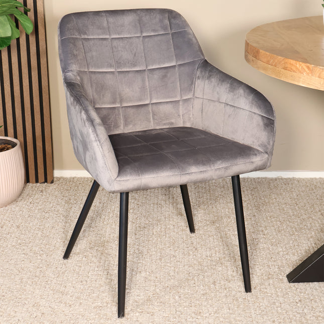 SET DEAL 4 stuks: Eetkamerstoel grijs velvet Barbara